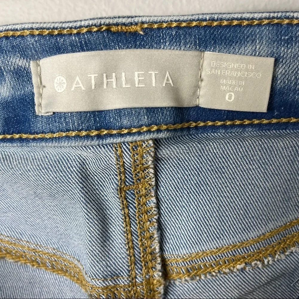 Athleta Sculptek Straight Leg Ankle Jeans Size 0 Light Wash Raw Hem Style 53540 - Picture 10 of 12